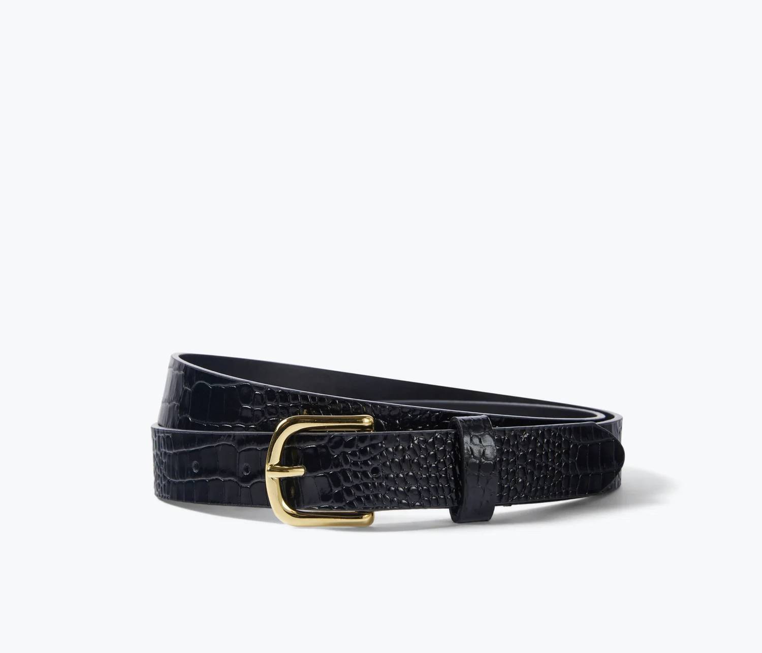 New Freda Salvador Women's Rebecca Embossed Croc Belt In Black